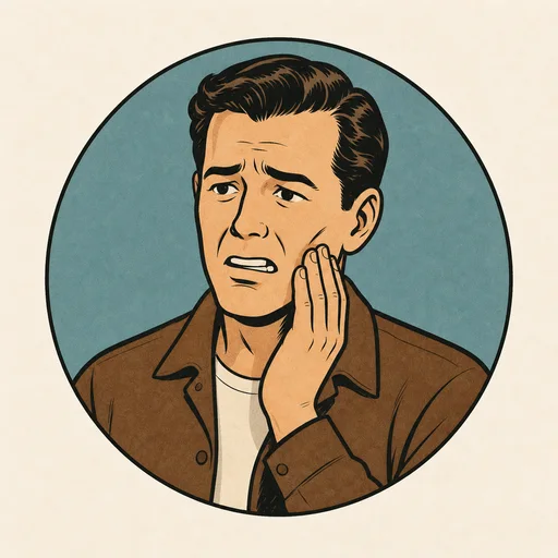 Worried man with a chipped tooth