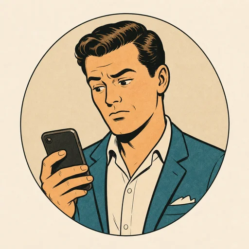 Man checking his phone for a dinner booking